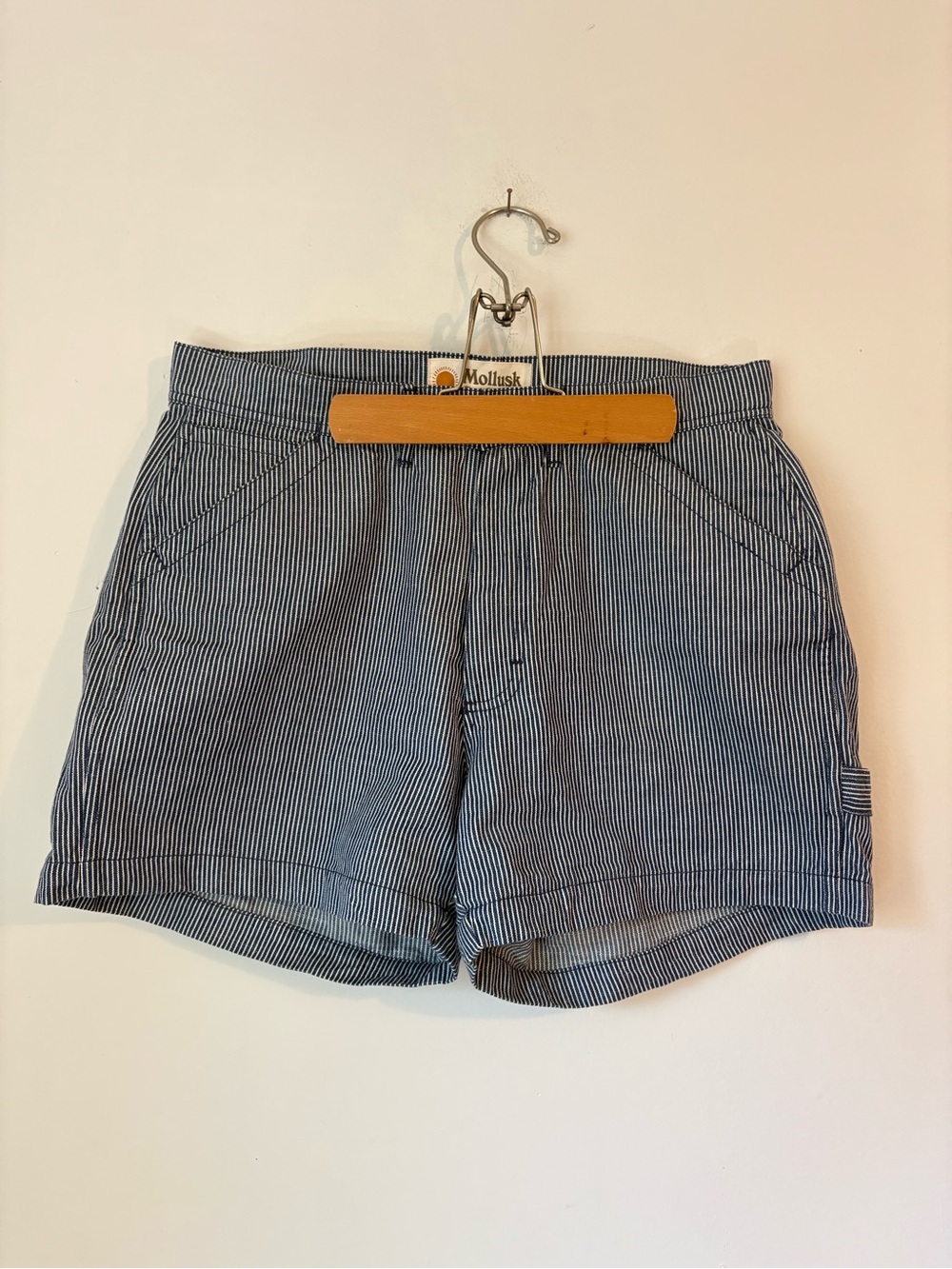 Mollusk Railroad Stripe Women's Painter Shorts NWOT